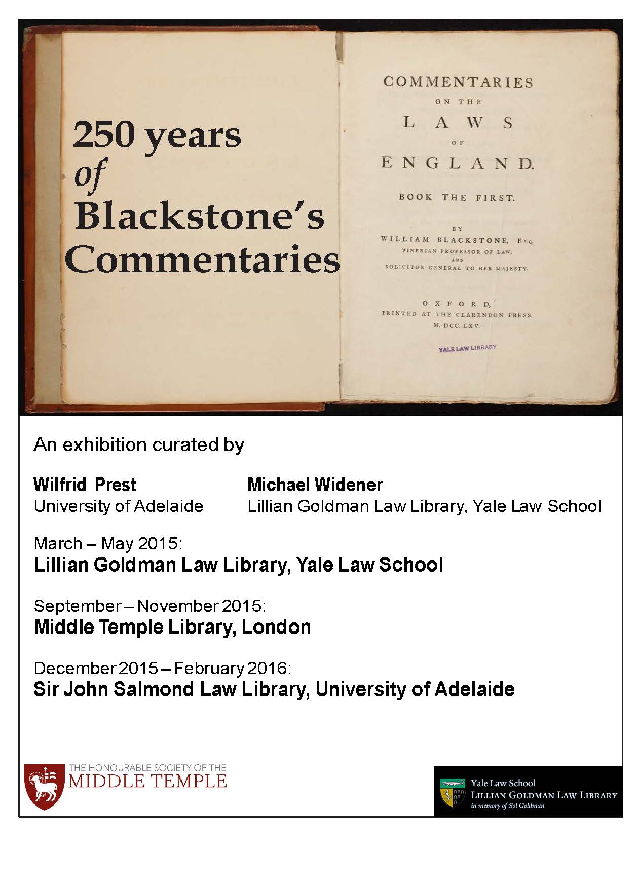 Blackstone 250 years Image depicting Blackstone exhibition flyer