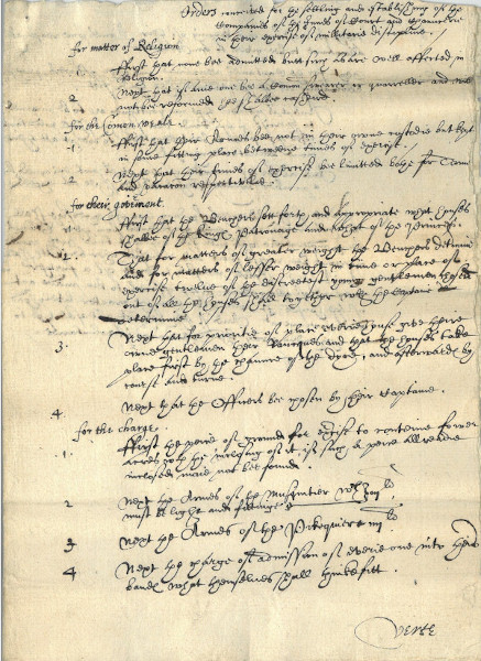 Orders regarding the establishment of the companies of the Inns of Court and Chancery for exercising military discipline, c.1617 (MT/1/JAS/2)