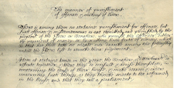 Extract from a 17th century manuscript copy of the state, orders and customs of the Middle Temple, taken from a report to Henry VIII in the Cotton Manuscripts (MT/21/2/6/FW)