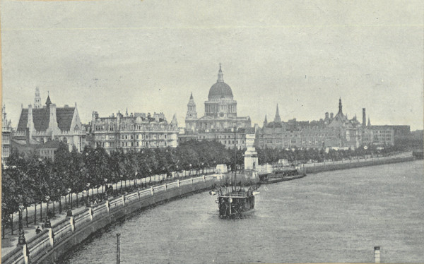 Reproduction photograph of the Victoria Embankment and Temple Pier, 1895 (MT/19/ILL/D/D8/22)