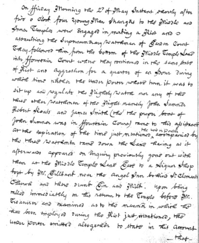 A report regarding a security incident at the Temple on 2 May 1828, 16 May 1828 (MT/1/MPA/12)