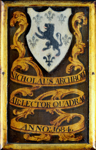 Armorial panel of Nicholas Archbold, Lent Reader 1684