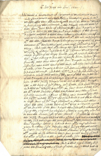 Order of the Judges concerning the dispute over precedence given by the Master of the Temple to Inner Temple in receiving Communion, 18 May 1620 (MT/15/TAM/43)