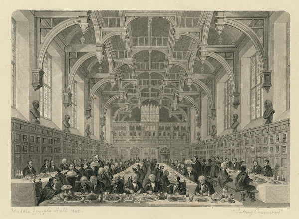 Print of Benchers and Members taking Commons in Middle Temple Hall, c.1840 (MT/19/ILL/D/D2/1)