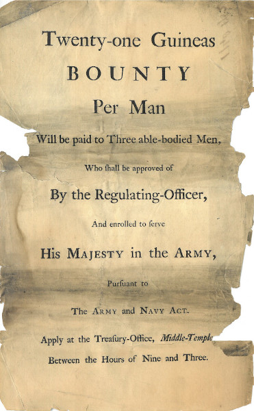 Notice soliciting applications to enrol into the army during the French Revolutionary Wars, 1797 (MT/17/REG/2)