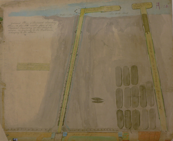 Ground plan of a proposed new landing place at the Middle Temple showing the mud on the foreshore at low tide, nd (Plan/3/A/6)