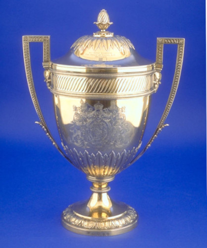 Silver-gilt two-handled Cup and Cover, 1800, donated by Albert, Prince of Wales on the recommendation of Sir Peter Edlin, 1888