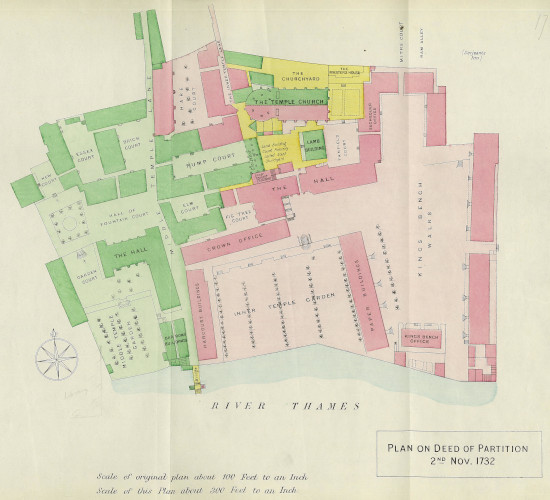 Map included in the Deed of Partition between the Middle Temple and Inner Temple, 1732 (MT/4/5/1)