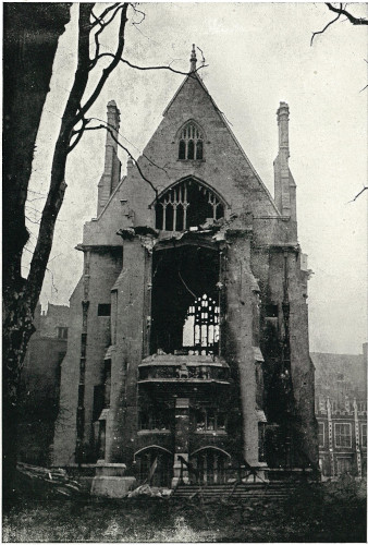 Photograph of the damage inflicted on the old Library during the Blitz, c.1940