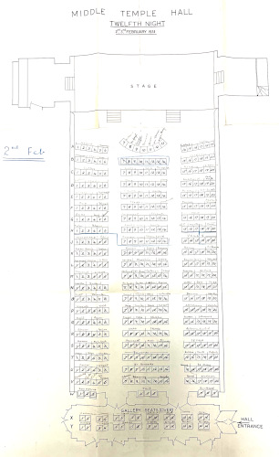 Seating plan for the 350th Anniversary performance of Twelfth Night, 2 February 1951 (MT/7/ROY/7/15)