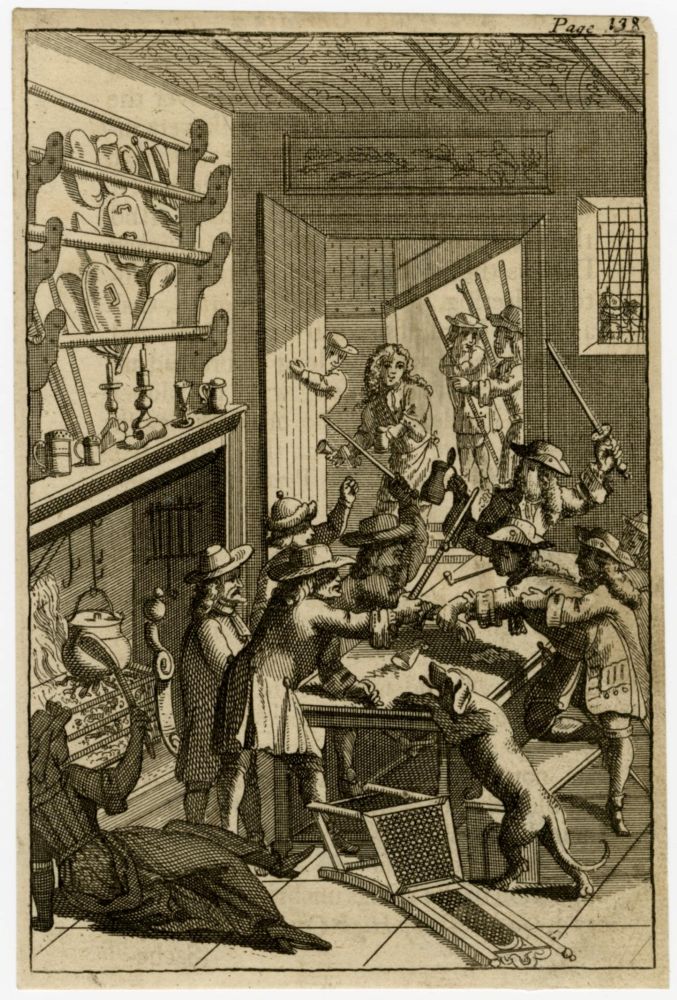 Print of a politically motivated brawl in a tavern in Gracechurch Street, London, 1713 © The Trustees of the British Museum