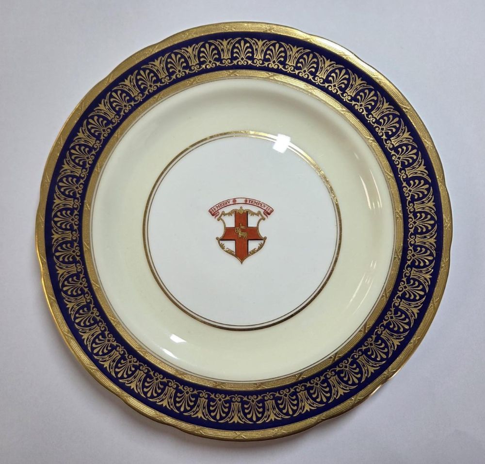 Part of an eighty-three-piece Minton bone china part Dinner Service, c.1900, reportedly used on occasions that Queen Elizabeth, the Queen Mother dined at the Inn