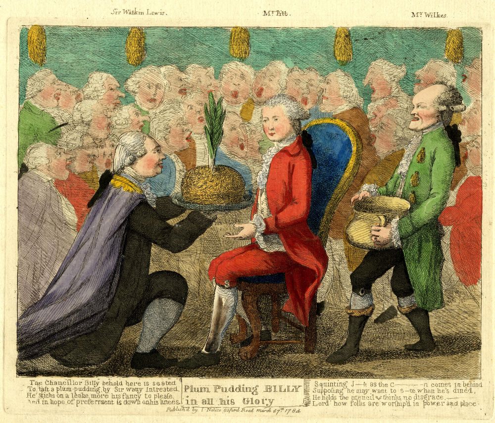 Print of William Pitt being served plum pudding at a City feast, 27 March 1784 © The Trustees of the British Museum