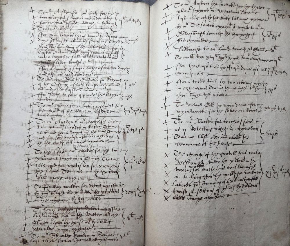 ‘Necessary and Extraordinary Payments’ from the earliest surviving Treasurer’s Receipt Book, 1614-1615 (MT/2/TRB/1a)