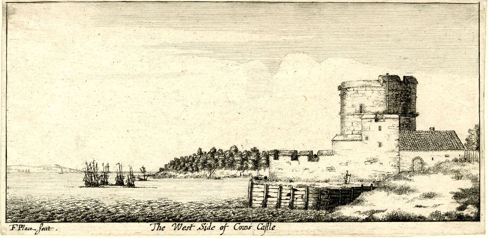 Etching of Cowes Castle on the Isle of Wight as seen from the sea, before 1675 © The Trustees of the British Museum