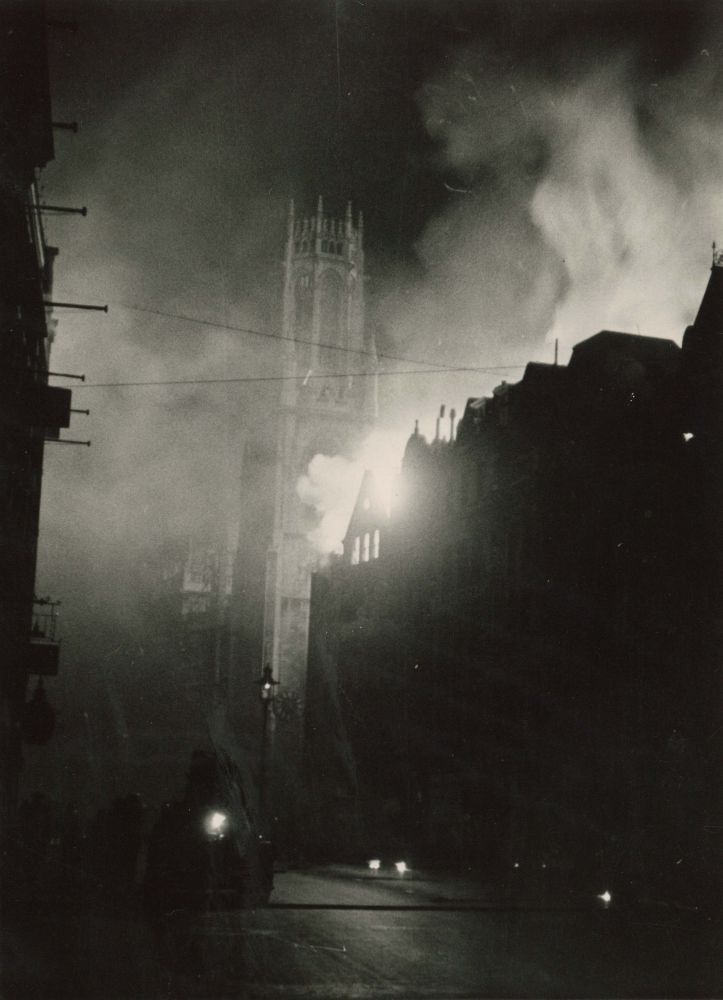 Photograph of St Dunstan-in-the-West in the aftermath of an air raid, c.1940
