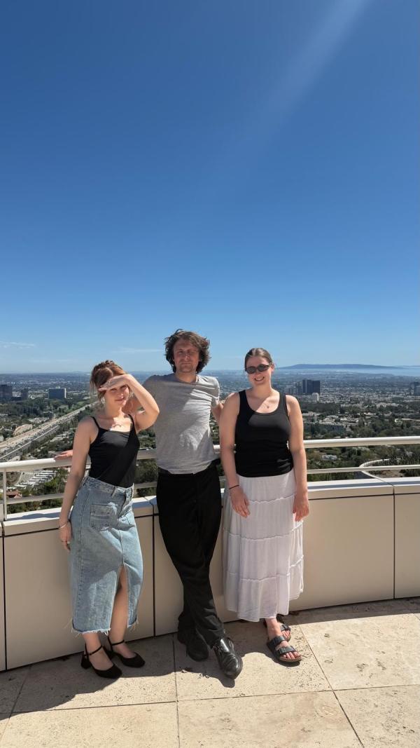 Carmen Walshe, Ben Savill and Angelina Freeman head to the Getty Center