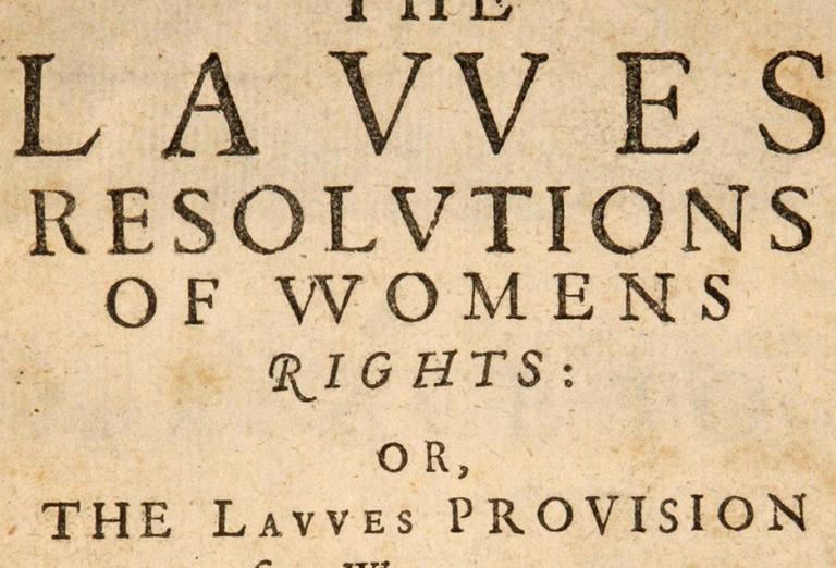 Detail from title pafe of The lavves resolutions of womens rights: or, The lavves prouision for woeme