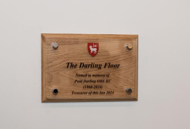 Paul Darling OBE KC plaque