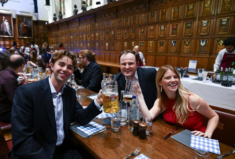 Guests enjoying the beer