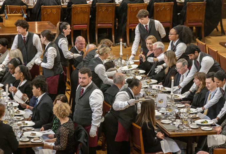 Friends and families celebrate.